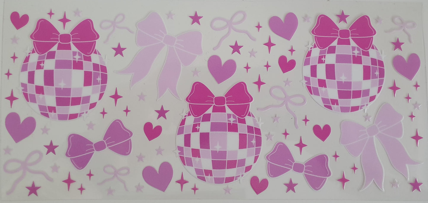 16 Oz Libbey Can Disco Bows UV DTF wrap