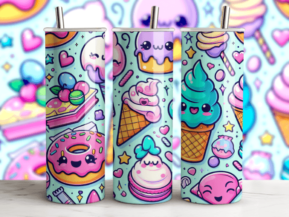 Kawaii Food 20 oz tumbler sublimation print