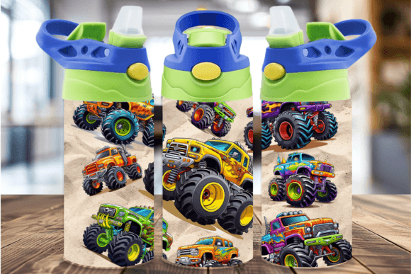 Monster Truck 12oz Sippy cup/tumbler Sublimation Print - Wraps and Blanks