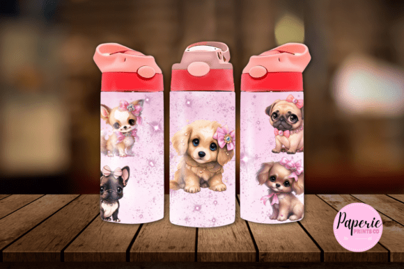 Puppy 12oz Sippy cup/tumbler Sublimation Print - Wraps and Blanks