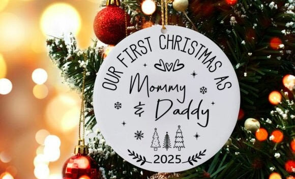 First Christmas as Mommy & Daddy  UVDTF decal - Wraps and Blanks