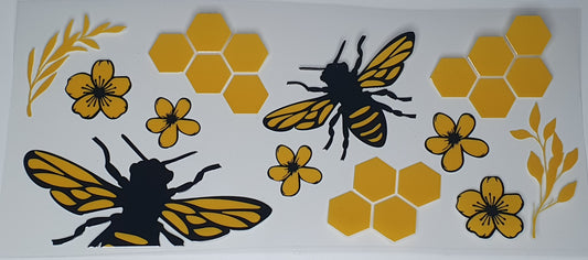 16oz Libbey Can Bee with flowers print - Wraps and Blanks