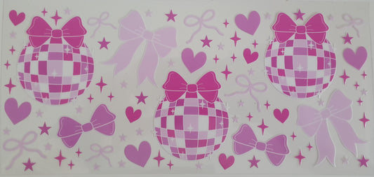 16 Oz Libbey Can Disco Bows UV DTF wrap