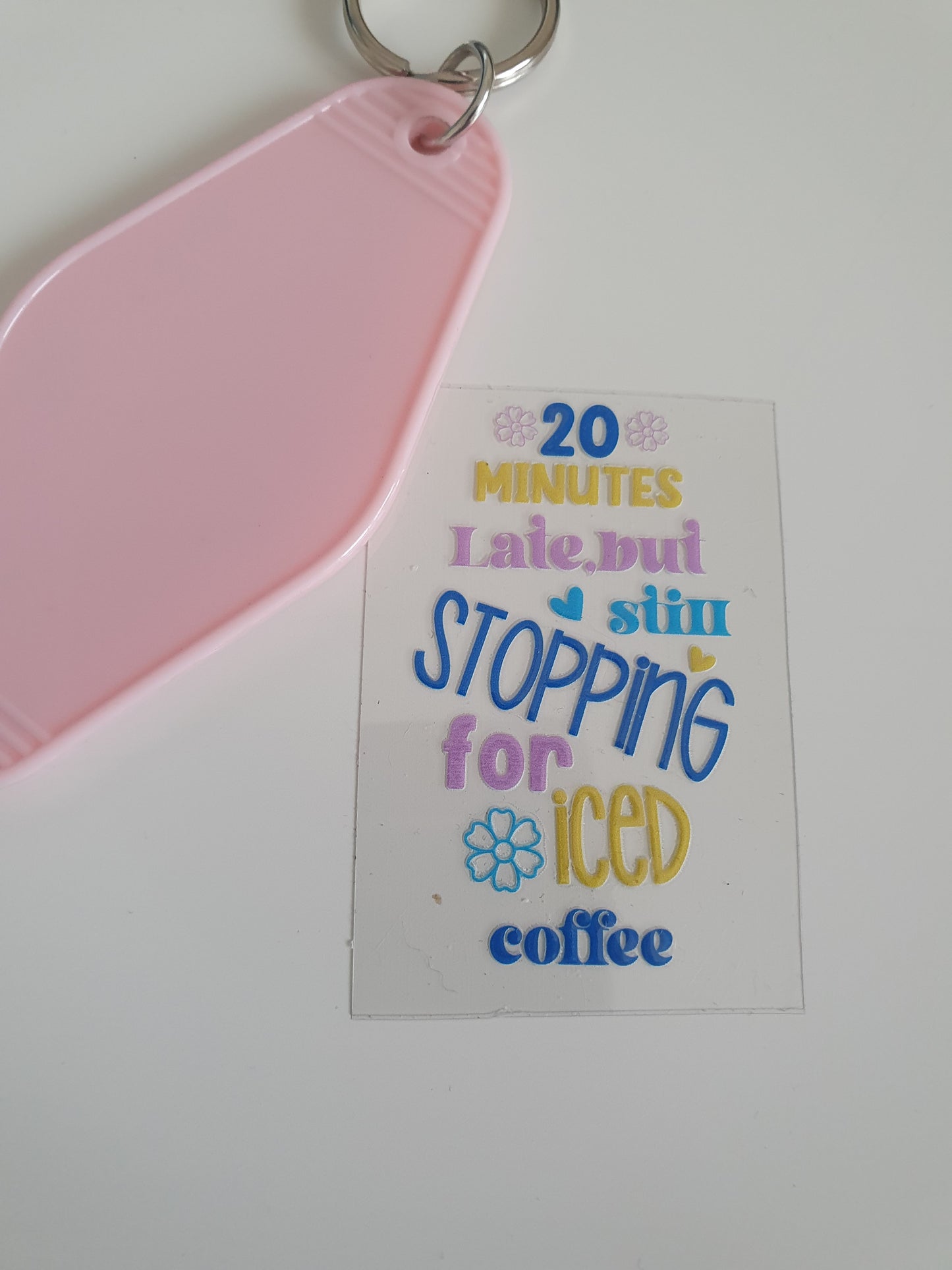 Stopping for Iced Coffee Motel Keyring UV DTF  print