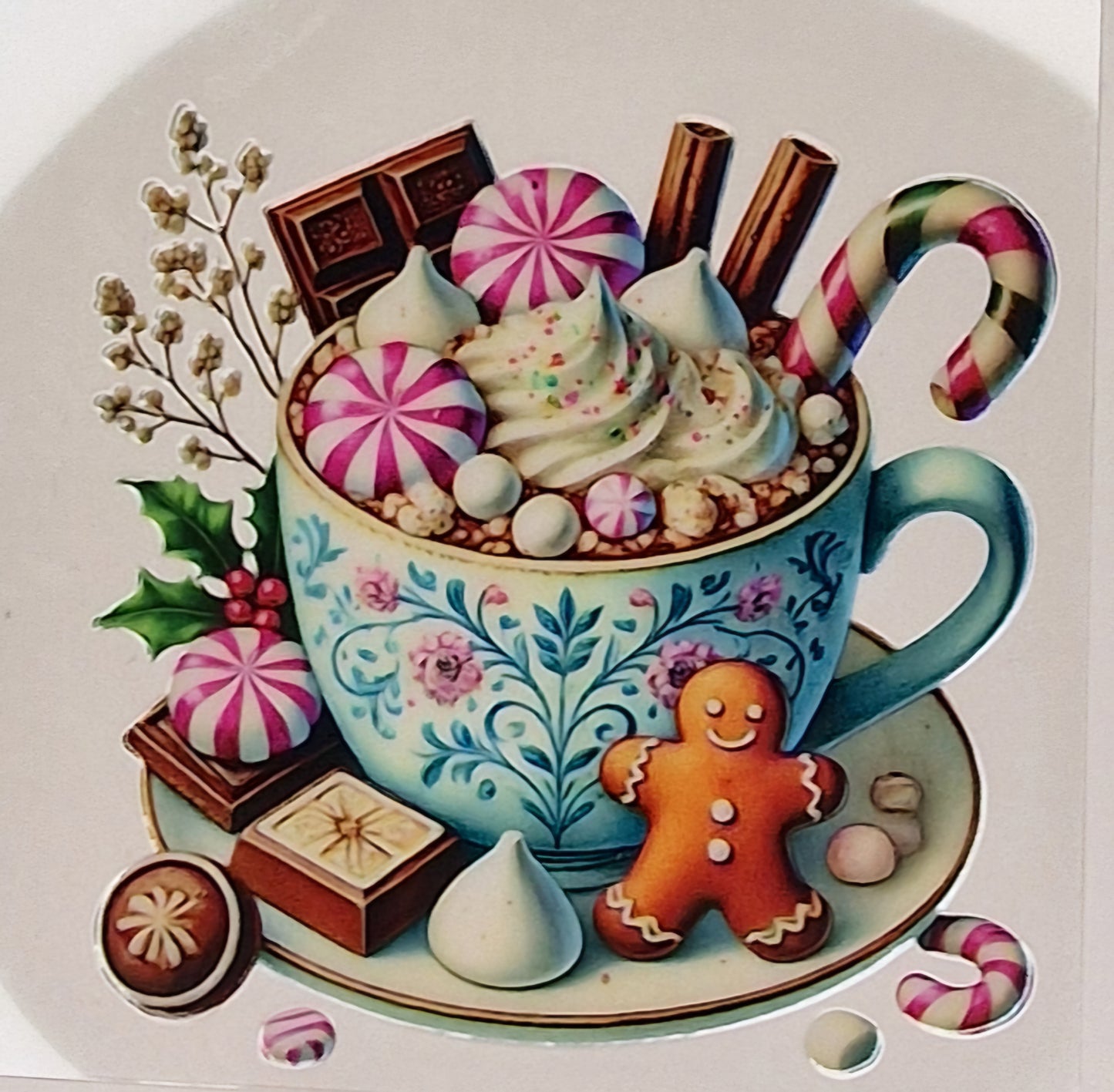 Hot Chocolate and Gingerbread 10cm UV DTF decal