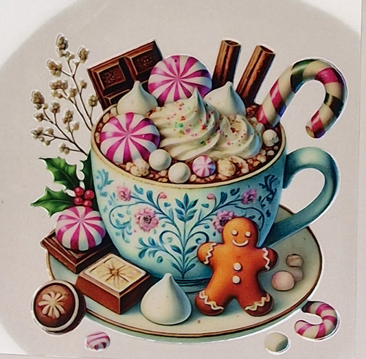 Hot Chocolate and Gingerbread 10cm UV DTF decal