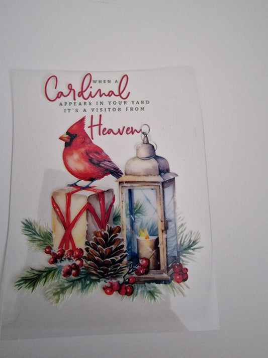 Cardinal in the yard UV DTF Decal 8cm×8cm
