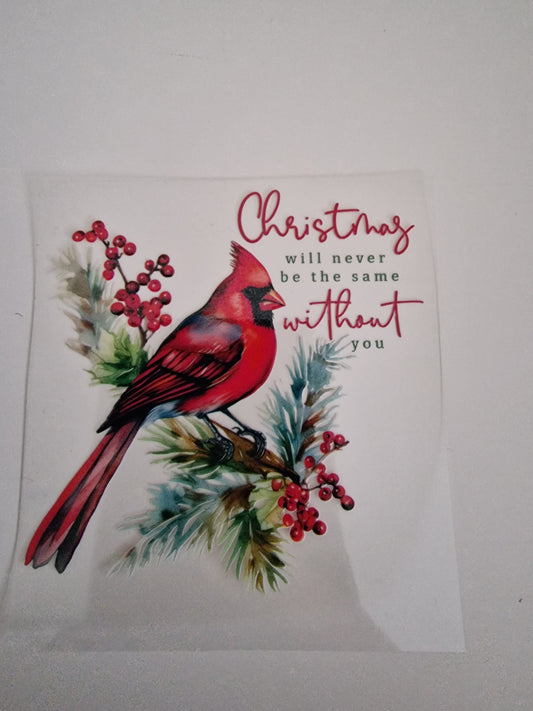 Christmas will never be the same Cardinal UV DTF Decal 8cm×8cm