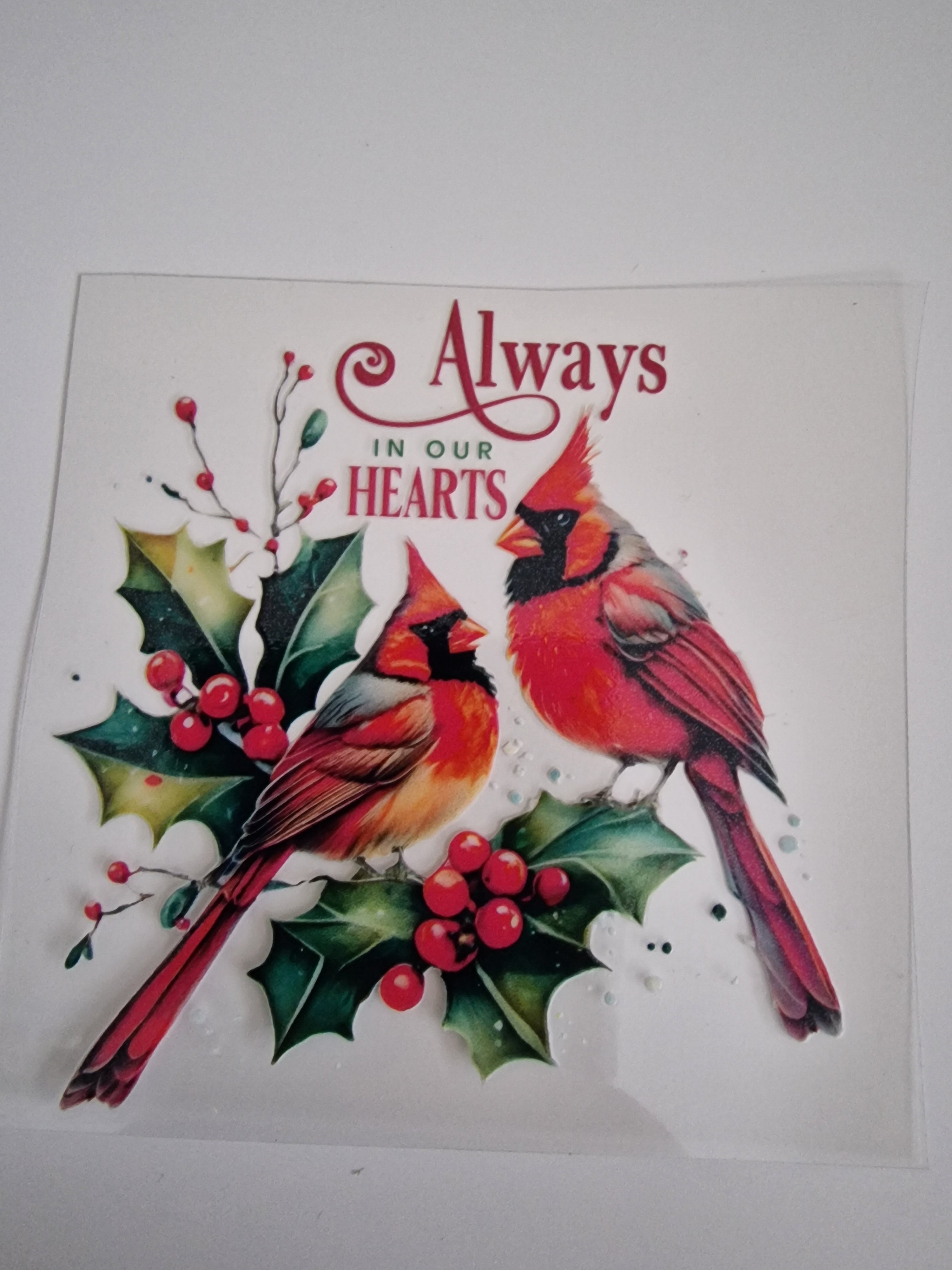 Always in our hearts Cardinals UV DTF Decal 8cm×8cm