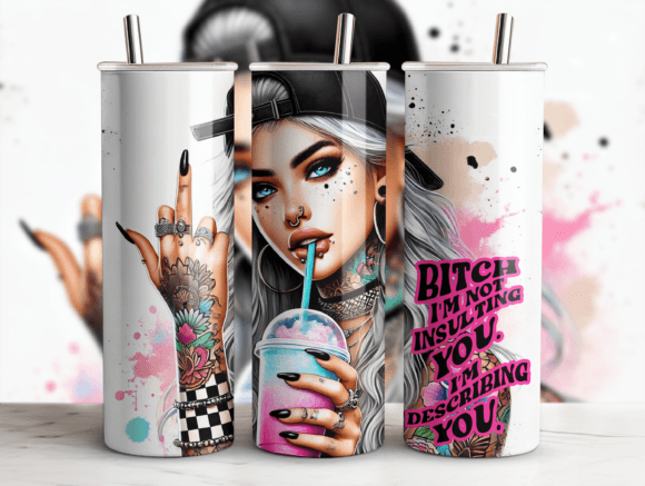 Baddass Girl 20 oz tumbler sublimation print