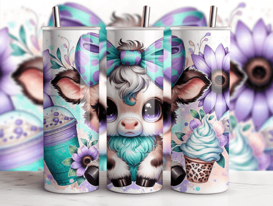 Highland cow and coffee 20 oz tumbler sublimation print