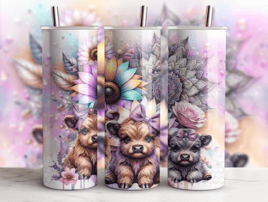Cute Highland cows 20 oz tumbler sublimation print