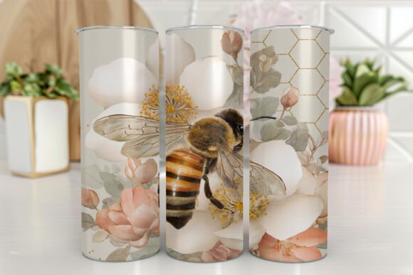 Bee Pastel 20oz tumbler Sublimation Print - Wraps and Blanks