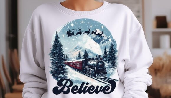 Believe Train DTF print