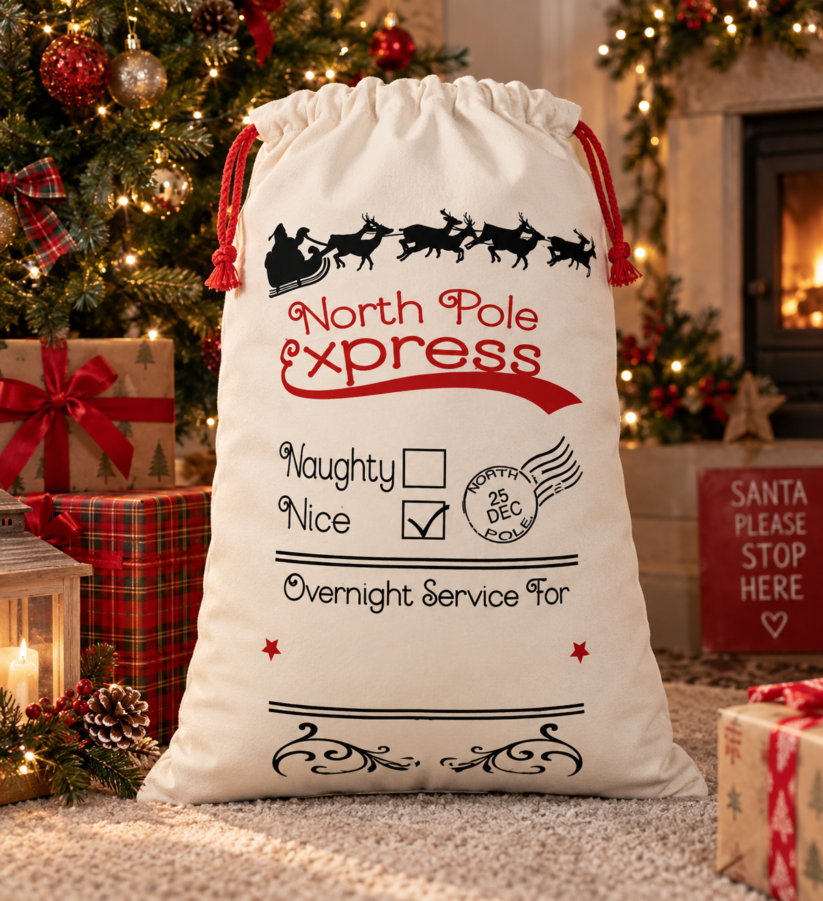 Christmas North Pole Express Santa Sack