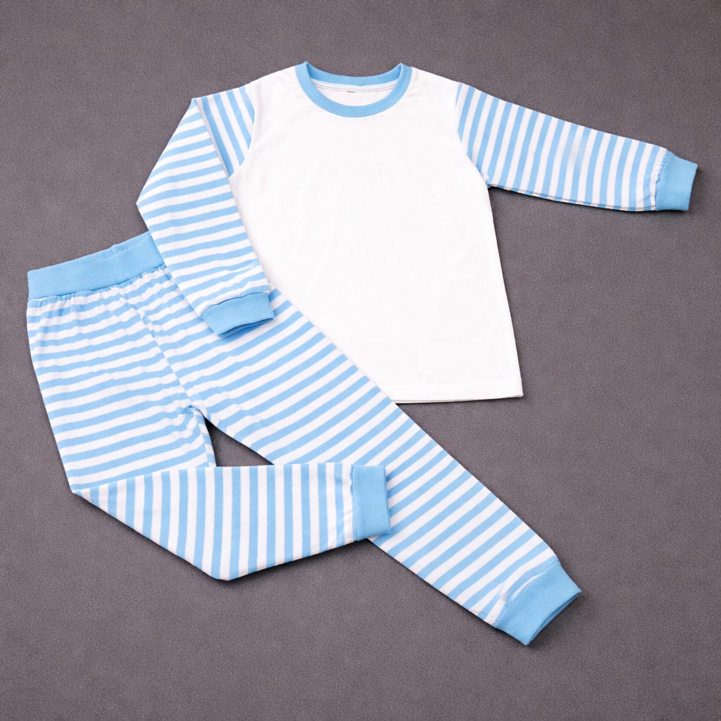 Baby Blue Stripes Kids Pyjamas - Wraps and Blanks