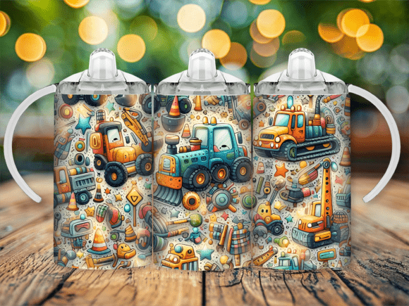 Construction 12oz Sippy cup/tumbler Sublimation Print - Wraps and Blanks
