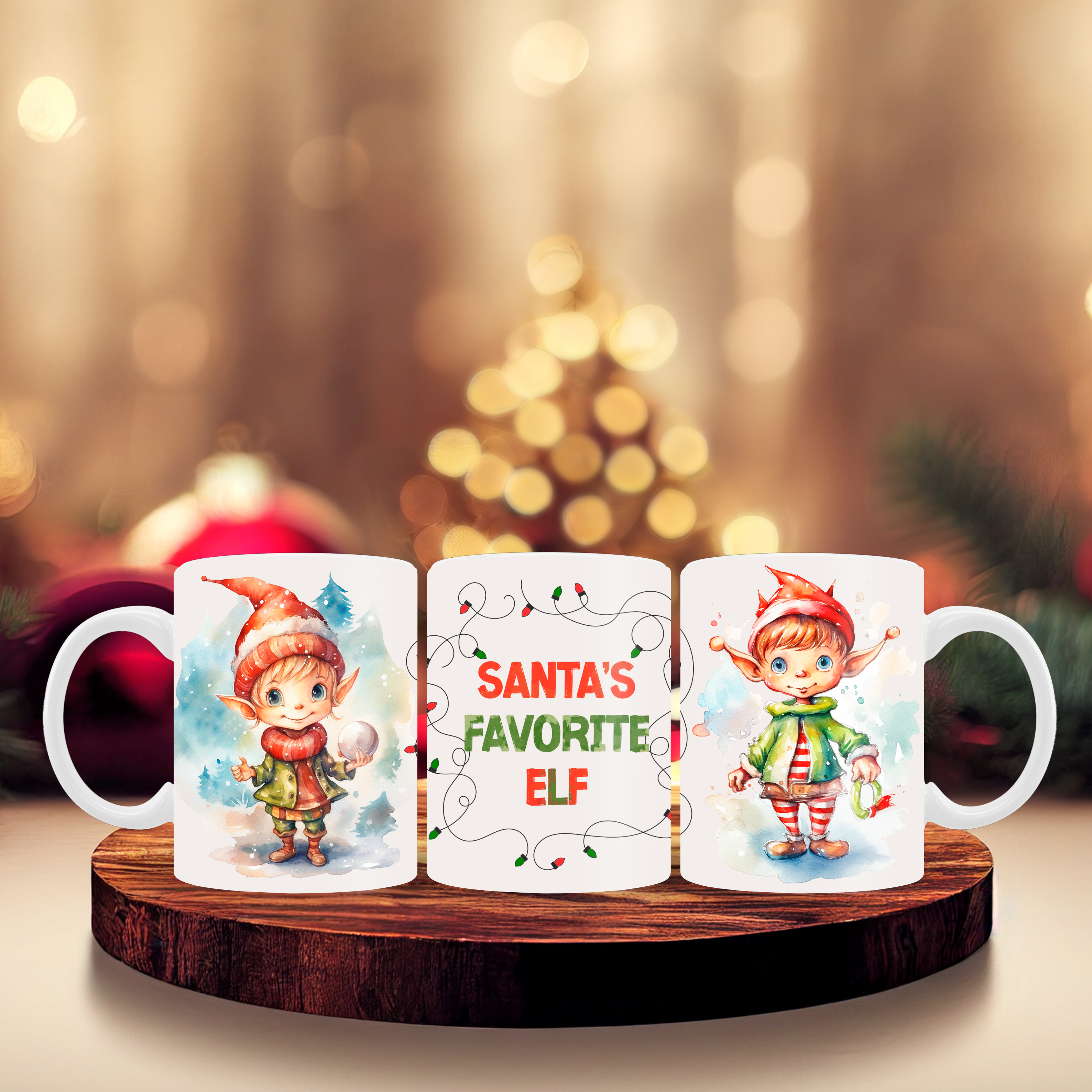 11oz mug sublimation wrap - Santa's favourite elf