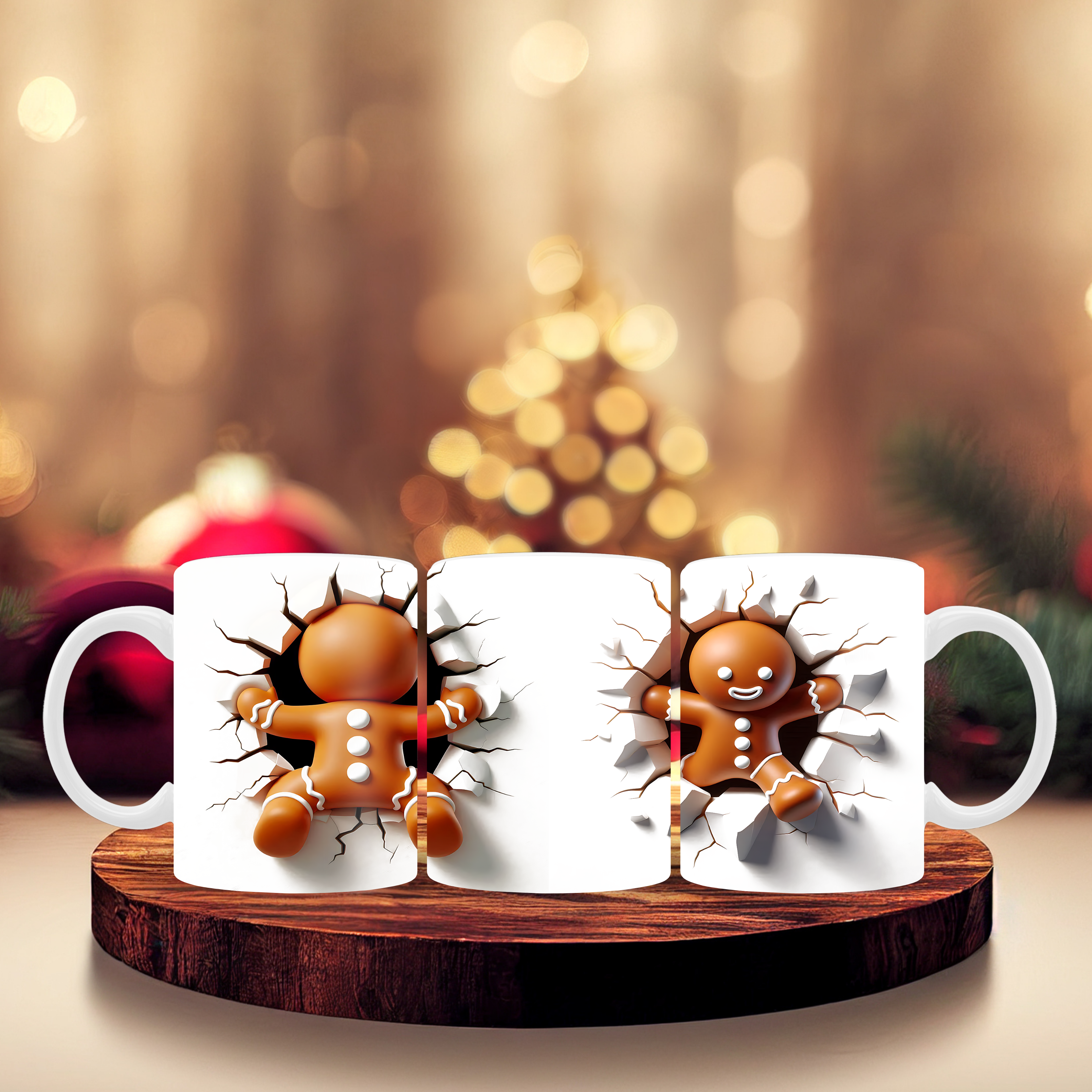 11oz mug sublimation wrap - Gingerbread man 3D