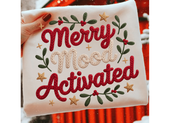 Merry Mood Activated Embroidery DTF print - Wraps and Blanks