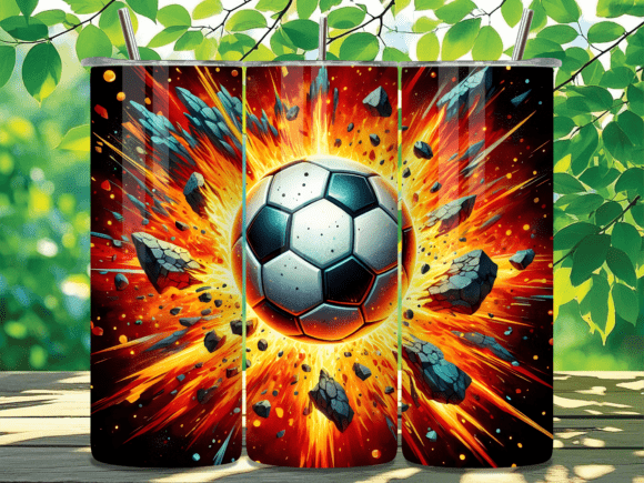 Red flame Football 20oz tumbler Sublimation Print - Wraps and Blanks