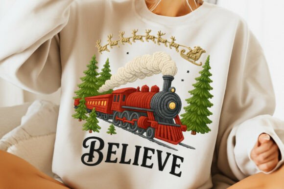 Believe Train Faux Yarn DTF print