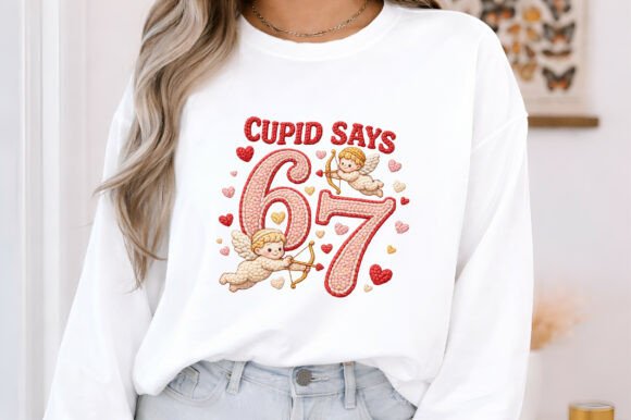Cupid Says 6 7  Faux Yarn 20cm DTF print