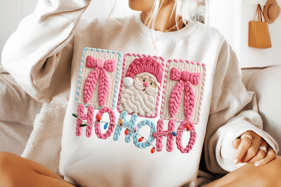 Ho Ho Ho Pink Faux Yarn DTF print