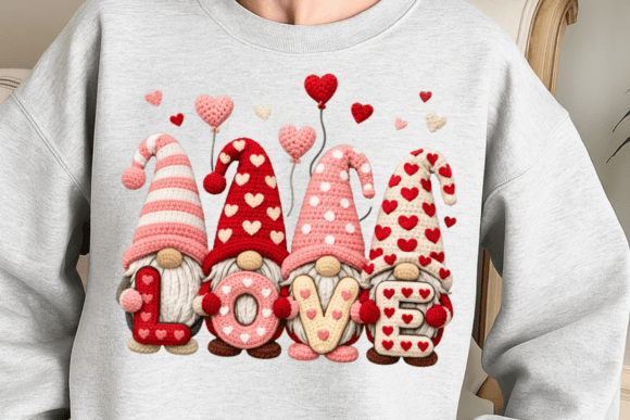 Love gnomes Faux Yarn 20cm DTF print