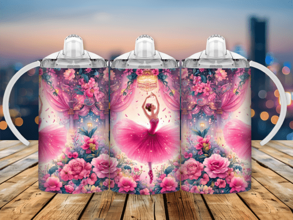 Ballerina 12oz Sippy cup/tumbler Sublimation Print - Wraps and Blanks
