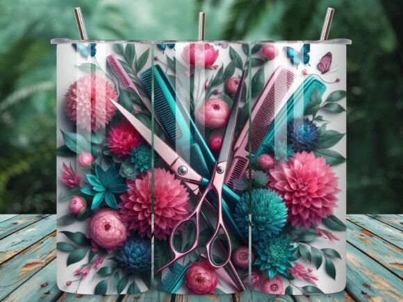 Floral Hair Salon 20 oz tumbler sublimation print