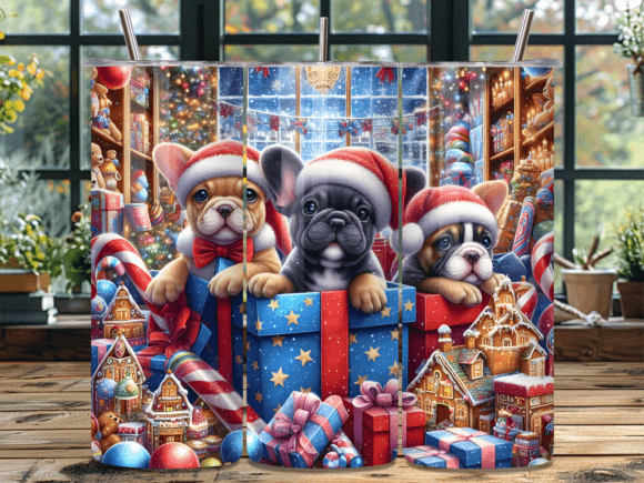 French Bulldogs Christmas 20 oz tumbler sublimation print