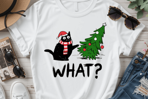 Funny Christmas cat DTF print