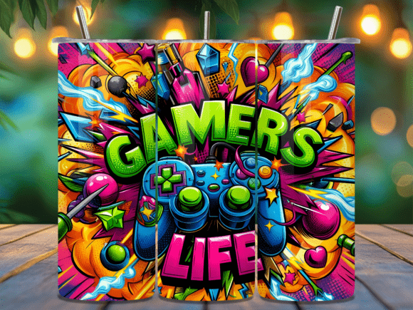 Gamer's Life 20 oz tumbler sublimation print - Wraps and Blanks