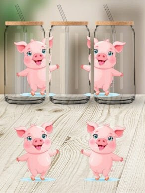 16oz Libbey Can Cute pig UVDTF print