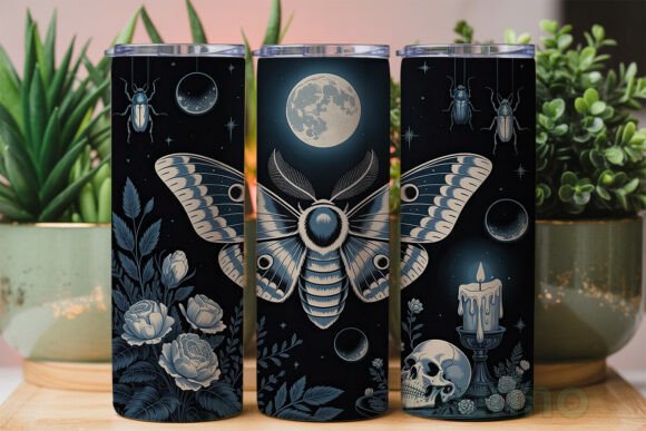 Gothic Moth 20oz tumbler Sublimation Print - Wraps and Blanks