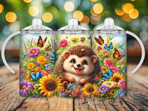 Hedgehog 12oz Sippy cup/tumbler Sublimation Print - Wraps and Blanks