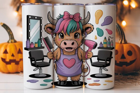 Highland Cow hair Salon 20 oz tumbler sublimation print