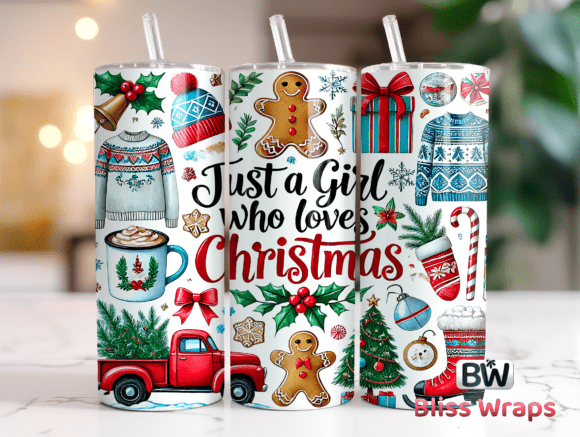 Just a girl who loves Christmas 20 oz tumbler sublimation print