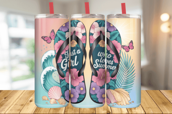 Just a girl who loves summer 20oz tumbler Sublimation Print - Wraps and Blanks