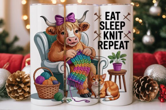 Eat Sleep Knit 20oz tumbler Sublimation Print - Wraps and Blanks