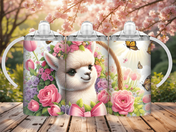 Llama 12oz Sippy cup/tumbler Sublimation Print - Wraps and Blanks