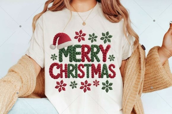 Merry Christmas Faux Yarn DTF print