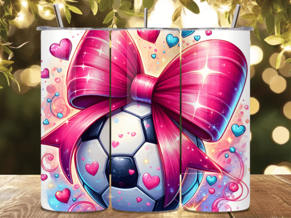 Pink bow football 20oz tumbler Sublimation Print - Wraps and Blanks