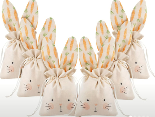 Linen Bunny drawstring bag