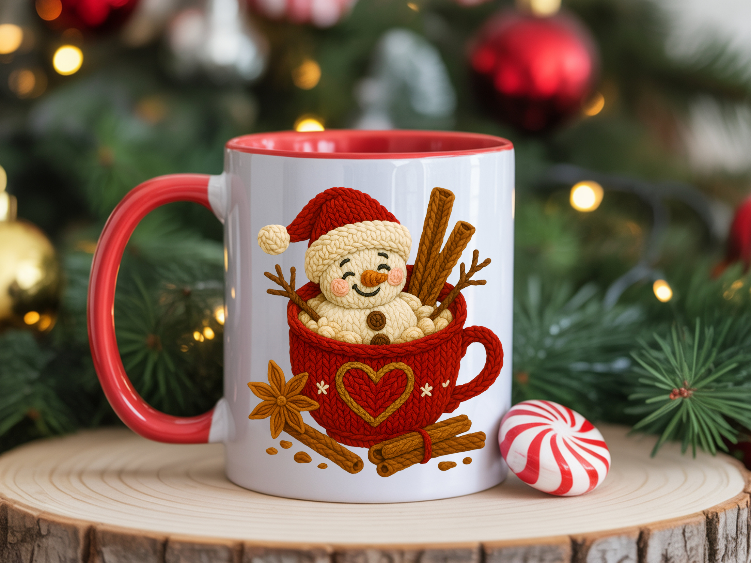 Hot Chocolate Snowman Faux Yarn 8cm UVDTF decal