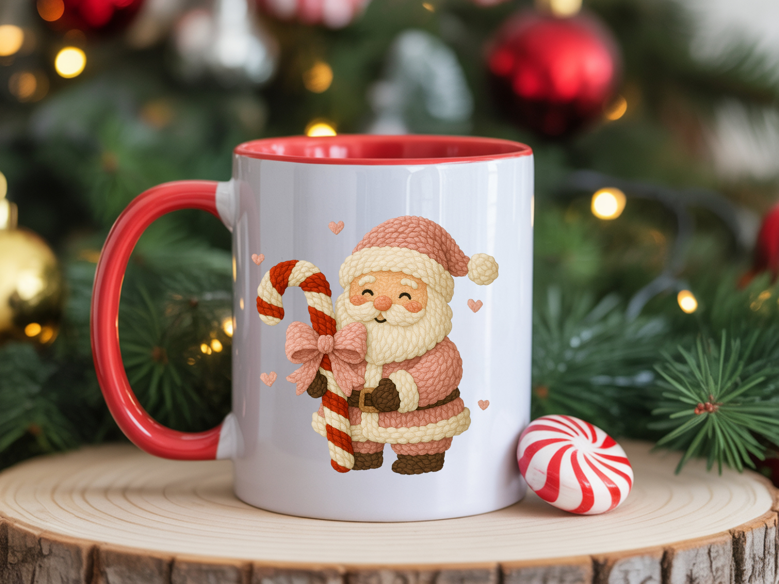 Pink Santa Faux Yarn 8cm UVDTF decal