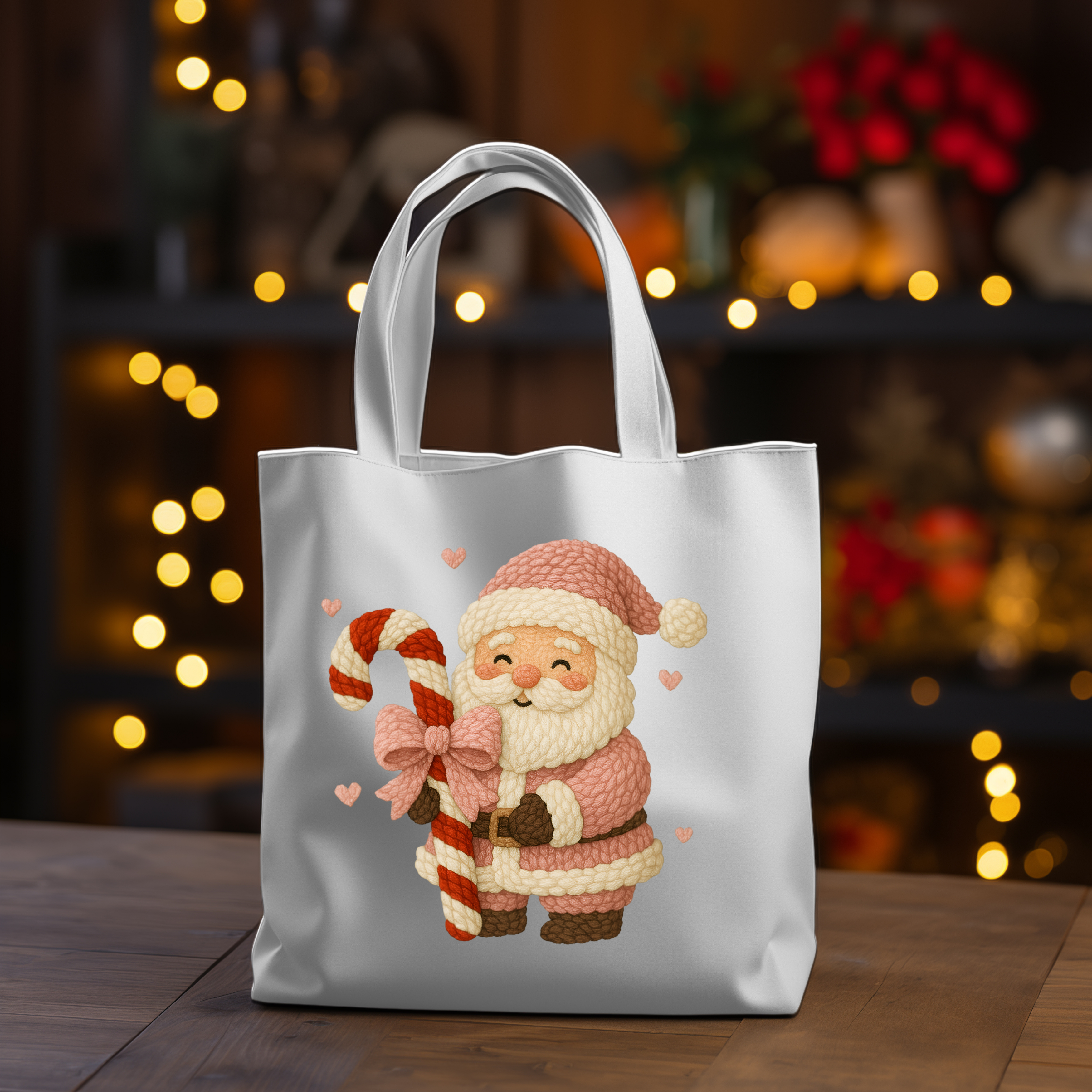 Sublimation sheet Faux yarn Pink Santa