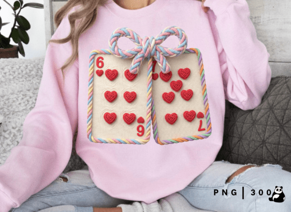 6 7 Heart cards Faux Yarn 20cm DTF print