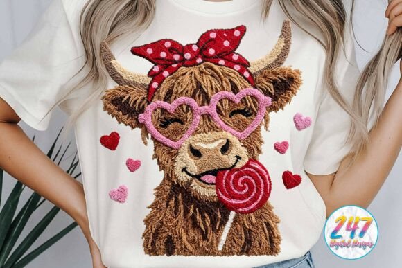 Highland cow Valentines Lollipop Faux Yarn 20cm DTF print (Copy) - Wraps and Blanks